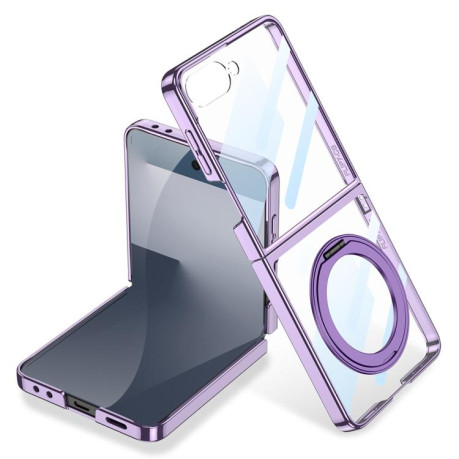 Чехол GKK Integrated металлизированная рамка Electroplating с магнитной 360 подставкой на Samsung Galaxy Flip 7 5G - фиолетовый