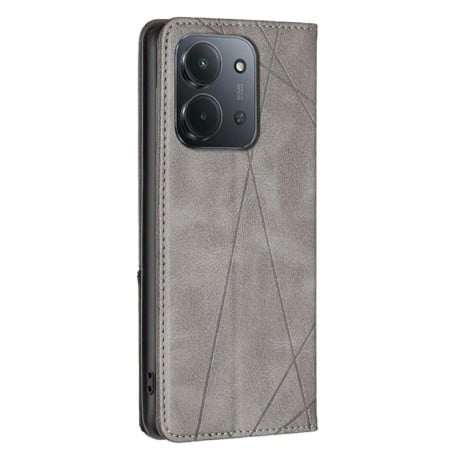 Чехол-книжка Rhombus Texture на Xiaomi Redmi 15C 5G / 4G EU 173mm - серый