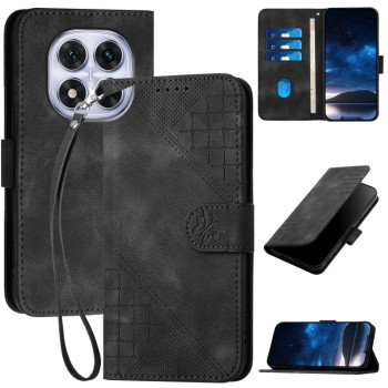 Чехол-книжка Grid Butterfly Embossed Pattern Flip Leather для Xiaomi Redmi Note 14 Pro 5G/Poco X7 - черный