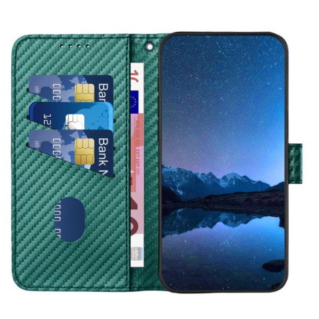 Чехол-книжка Carbon Fiber Texture на Xiaomi Redmi Note 14 5G/Poco M7 Pro 5G - зеленый