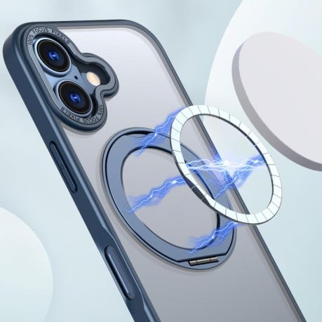 Чохол kalebol з MagSafe та підставкою 360 Metal Ring Holder на iPhone 17 - синій