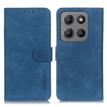 Чехол-книжка KHAZNEH с матовой фактурой Cowhide и магнитным хлястиком на Motorola Moto G15 4G / G05 - синий