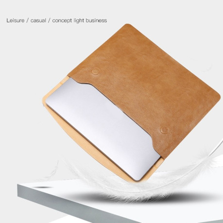 Чохол-сумка Litchi Texture Liner для MacBook 15 A1707/1990 - коричневий