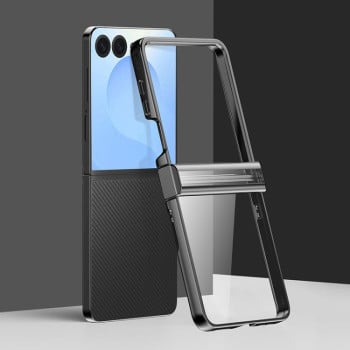 Противоударный чехол 6D Electroplating Full Coverage with Magnetic Ring для Samsung Galaxy Flip 7 5G - черный