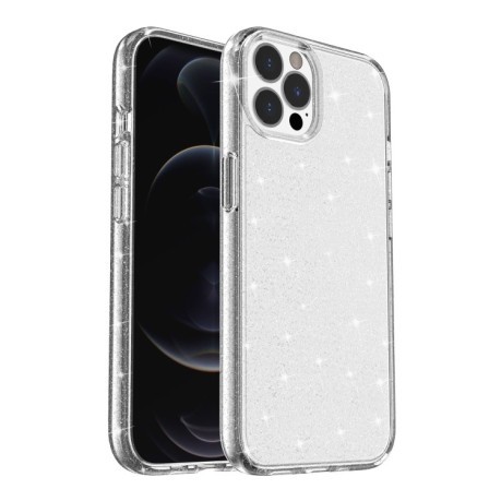 Противоударный чехол Terminator Style Glitter для iPhone 13 Pro Max - белый