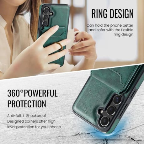 Чохол MAGKING K1 з MagSafe та кишенькою на карт+RFID на Samsung Galaxy S25 FE 5G - зелений