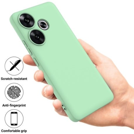 Силиконовый чехол Solid Color Liquid Silicone на Xiaomi Poco F6 - зеленый