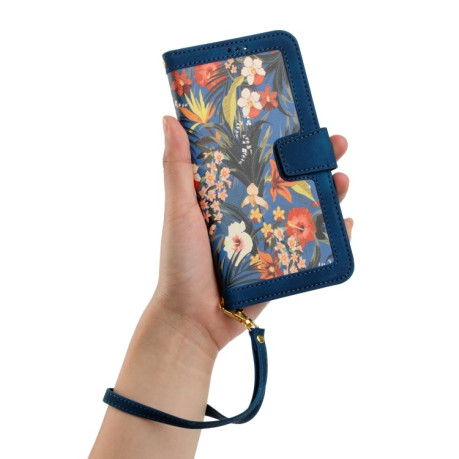 Чехол-книжка Floral Pattern Leather для Google Pixel 8a - синий
