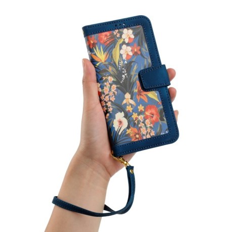 Чехол-книжка Floral Pattern Leather для Google Pixel 9a - синий