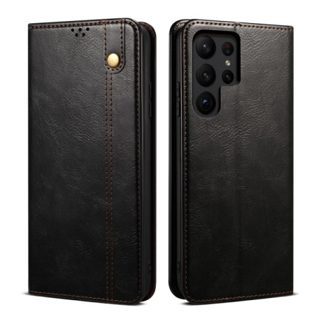 Чехол-книжка Simple Wax Crazy Horse для Samsung Galaxy S25 Ultra 5G - черный