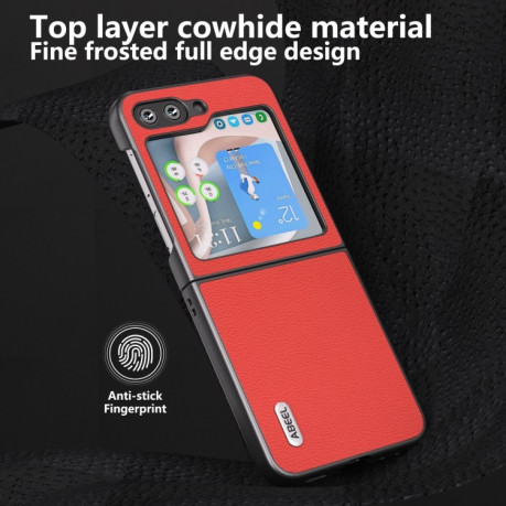 Протиударний шкіряний чохол ABEEL Genuine Leather Luolai Series для Samsung Galaxy Flip 5 - червоний