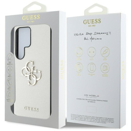 Оригинальный чехол Guess Grained Big 4G Logo Small Classic Logo для Samsung Galaxy S25 Ultra - Gray