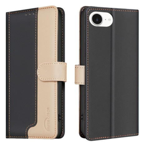 Чехол-книжка Color Matching RFID Anti-theft Leather для iPhone 16e - черный