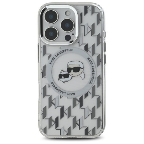 Оригинальный чехол Karl Lagerfeld IML Monogram Karl &amp; Choupette Head MagSafe для iPhone 16 Pro Max - Clear