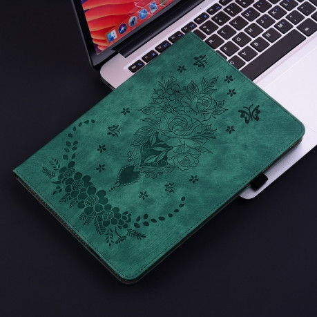 Чехол-книжка Butterfly Rose Embossed для Xiaomi Pad 7 / Pad 7 Pro - зеленый