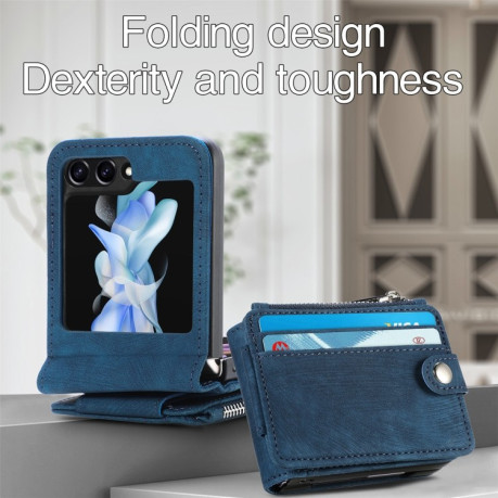 Протиударний чохол Skin-feel Zipper Wallet для Samsung Galaxy Flip 5 - синій