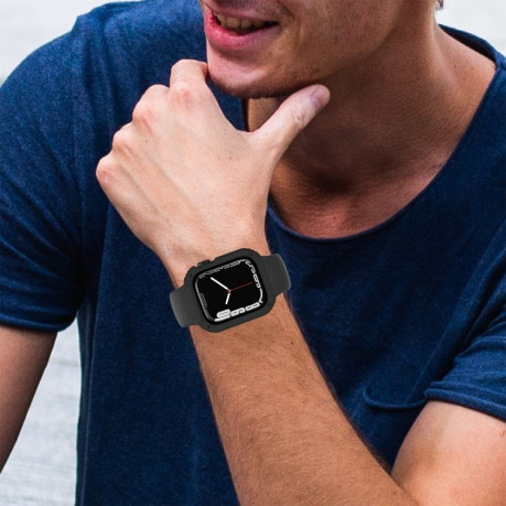Противоударная накладка с защитным стеклом 2 in 1 Screen для Apple Watch Series 8 / 7 41mm - черная