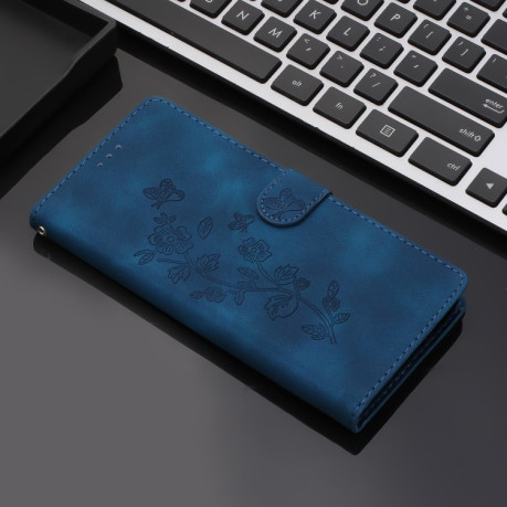 Чехол-книжка Flower Butterfly Embossing для Samsung Galaxy S24 5G - синий