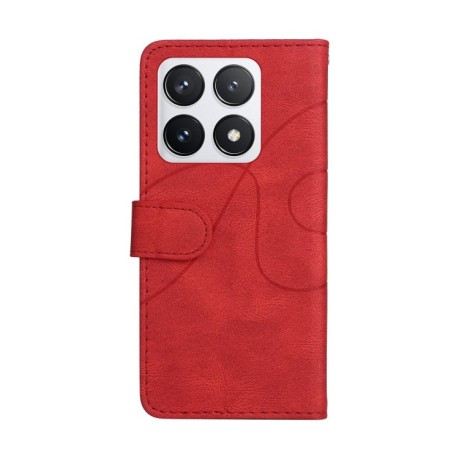 Чохол-книжка Dual-color Splicing Flip Leather для Xiaomi 14T Pro - червоний