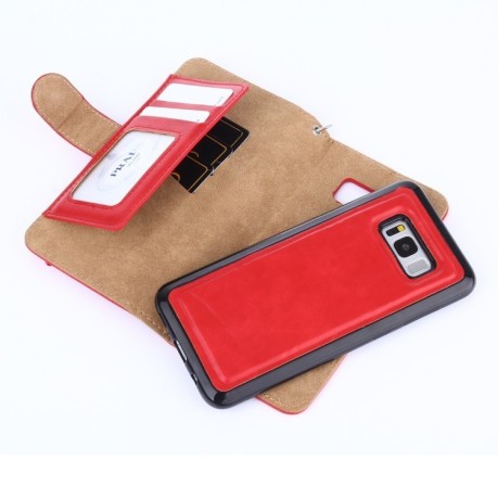Кожаный чехол-книжка Crazy Horse Texture Zipper на Samsung Galaxy S8/G950- красный