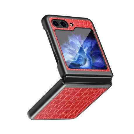 Противоударный чехол Crocodile Texture Leather Folding для Samsung Galaxy Flip 5 - красный