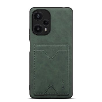 Противоударный чехол Denior PU Back Cover Card для Xiaomi Redmi Note 12 Turbo / Poco F5 - зеленый