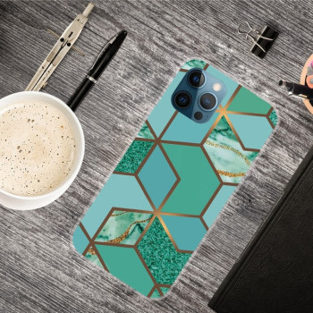 Противоударный чехол Marble Pattern для iPhone 13 Pro Max - Rhombus Green