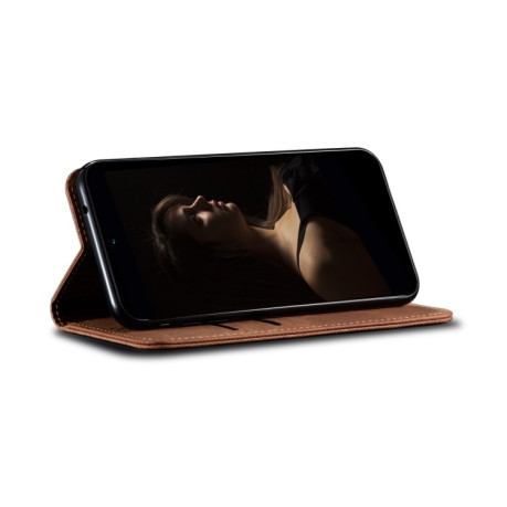 Чехол книжка Denim Texture Casual Style на Samsung Galaxy A04 4G - коричневый