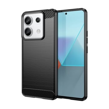 Противоударный чехол Brushed Texture Carbon Fiber на Xiaomi Redmi Note 13 Pro 5G/Poco X6 5G - черный