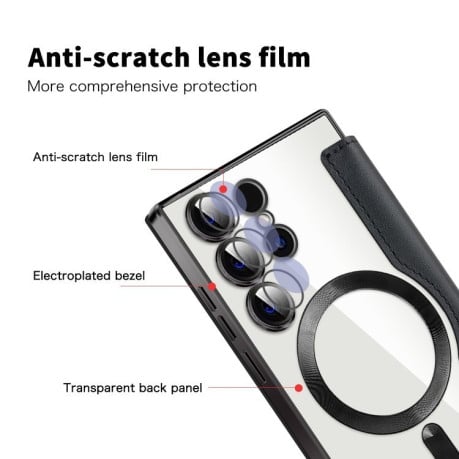 Чехол-книжка Shield MagSafe RFID Anti-theft Leather для Samsung Galaxy S25 Ultra 5G - черный