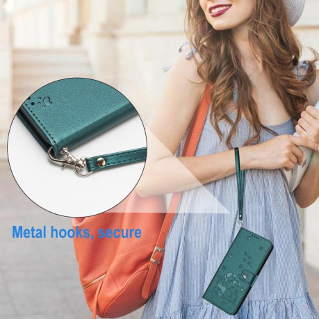 Чохол-книжка Embossed Kitten Phone Leather для Infinix Note 50 4G / 50 Pro 4G - зелений
