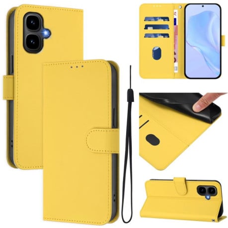 Чехол-книжка с мягким покрытием (Skin Feel) со шнурком на Infinix Smart 10 4G - желтый