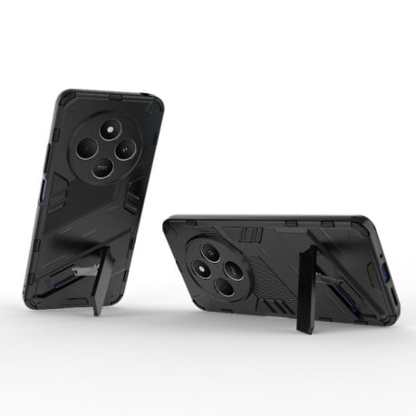Противоударный чехол Punk Armor с подставкой на Xiaomi Redmi 14C 4G/Poco C75/Redmi A4 5G - черный