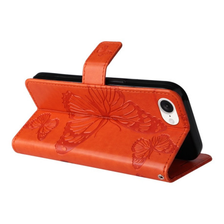 Чехол-книжка Embossed Butterfly для iPhone 16e - оранжевый