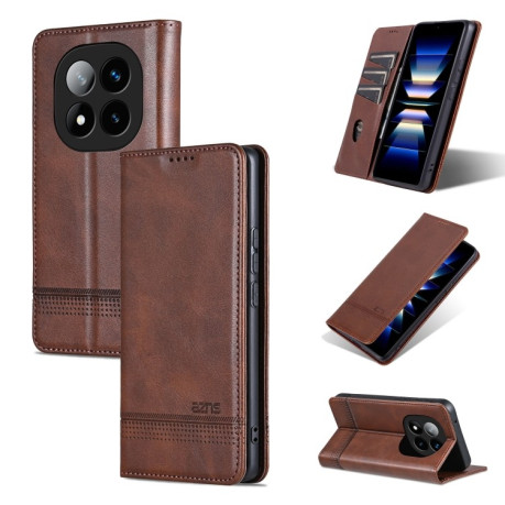Чехол-книжка AZNS Magnetic Calf на Xiaomi Redmi Note 14 Pro 5G/Poco X7 - темно-коричневый