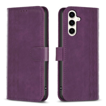 Чохол-книга Plaid Embossed Leather для Samsung Galaxy S23 FE 5G - фіолетовий