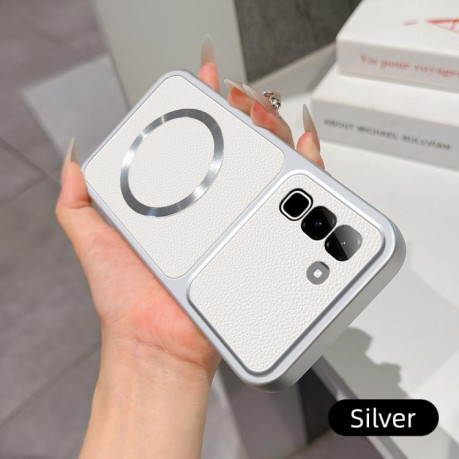 Магнітний чохол Escase Lambskin Series з м'яким покриттям на Infinix Hot 70 4G — сріблястий
