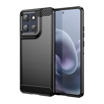 Чехол Brushed Texture Carbon Fiber на Motorola Moto G86 5G - черный