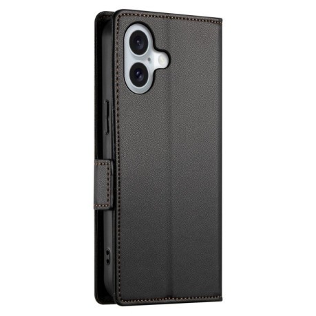 Чохол-книжка Side Buckle Magnetic Frosted Leather для iPhone 16 - чорний
