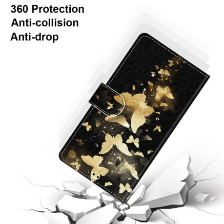 Чехол-книжка Coloured Drawing Cross для Samsung Galaxy S22 Ultra 5G - Golden Butterfly Group