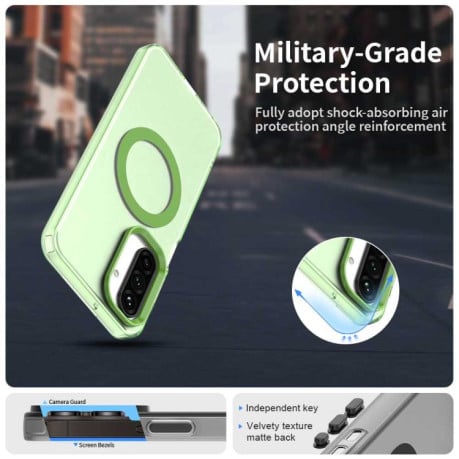 Противоударный чехол MagSafe Holder PC Hybrid на Samsung Galaxy A17 4G - зеленый