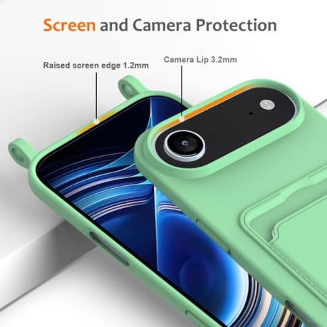 Силиконовый чехол Integrated Card Bag Solid Color Liquid Silicone на iPhone Air - зеленый
