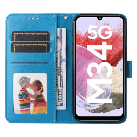 Чехол-книжка Embossed Sunflower для Samsung Galaxy M34 5G - синий
