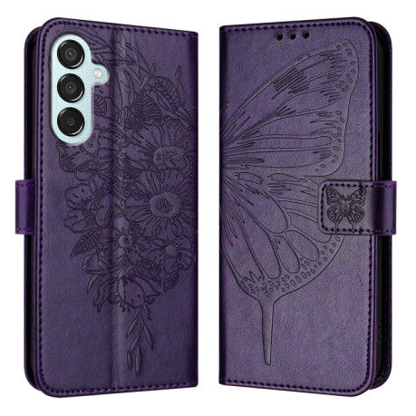 Чехол-книжка Embossed Butterfly для Samsung Galaxy M15 - фиолетовый