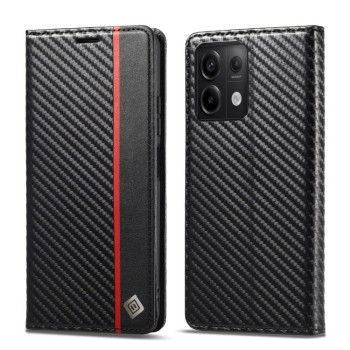 Чохол-книжка LCIMEEKE Carbon Fiber для Xiaomi Redmi Note 14S/ 13 Pro 4G / POCO M6 Pro 4G  - Black