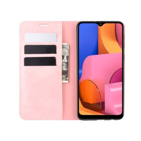 Чохол-книга Retro Solid Color на Samsung Galaxy A21-рожевий