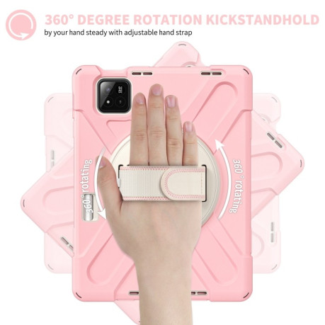 Чехол Rotatable Holder Silicone Hybrid PC для Xiaomi Pad 7 / 7 Pro - розовый