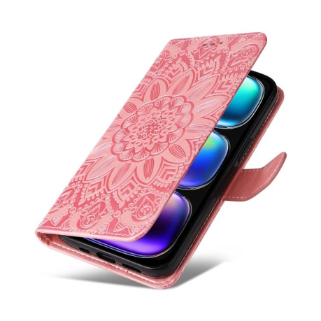 Чехол-книжка Embossed Sunflower для Infinix Hot 50i / Smart 9 - розовый