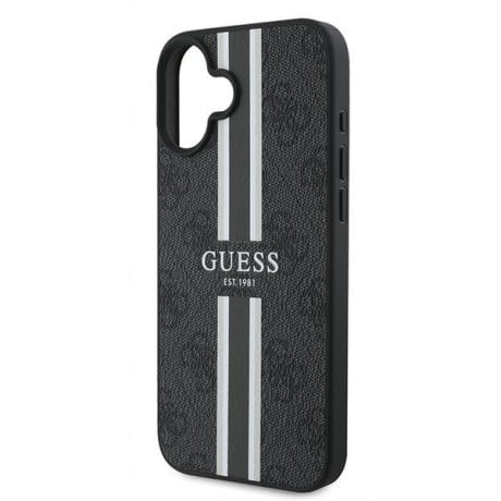 Оригінальний чохол Guess 4G Printed Stripes MagSafe для iPhone 16 Plus - black