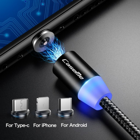 Магнітний зарядний кабель CaseMe 3 in 1 Type-C/8 Pin/Micro USB to USB для iPhone/Samsung та ін.